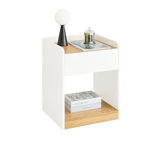 SoBuy Nachttisch Boxspringbett Sofatisch Beistelltisch schmal Telefontisch Nachtschrank Nachtkommode Weiß BHT ca. 45x55x40cm FBT128-WN