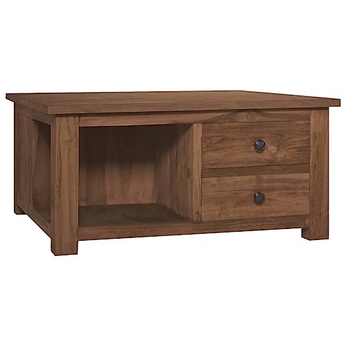 QJBSAVVA Couchtisch, Bartisch Sideboard Zeitungsständer Mit Ablage Kleines Bücherregal Geeignet für College-Schlafsaal Wohnzimmer Schlafzimmer Study Room 68x68x33 cm Teak Massivholz