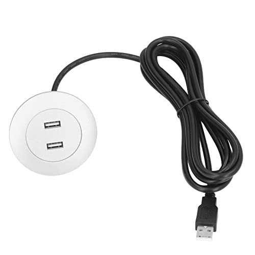 WOOXGEHM Mini Desktop Strommagnetsteckdose, Integrierter Dual USB Ladeanschluss, Desktop Ladestation mit 8,2 Fuß Langem Netzkabel, USB Hub für Sofa/Tisch/Nachttisch/Wer kbank/Büro/Zuhause(Silbe r)