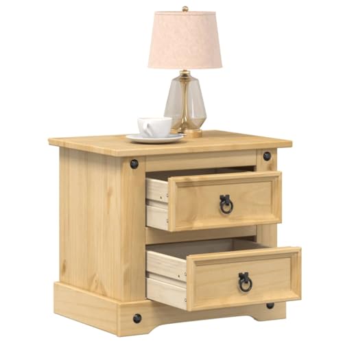 Buzaza Nachttisch Corona 53x39x50 cm Bedside Table Tisch Wohnzimmer Nachttischschrank Beistelltisch Nachttische Massivholz Kiefer