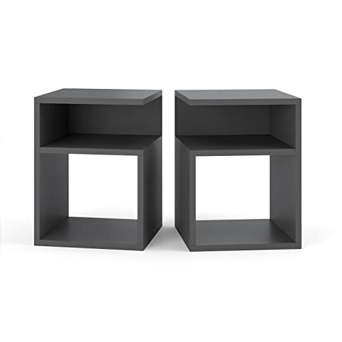 MRBLS Nachttisch 2er Set Boxspringbett Nachtschrank Nachtkommode Modern Möbel ohne Schubladen für Ihr Schlafzimmer, Wohnzimmer Beistelltisch Einfacher Sofatisch (Grau Matt) – 32 x 40 x 30 cm (B/H/T)