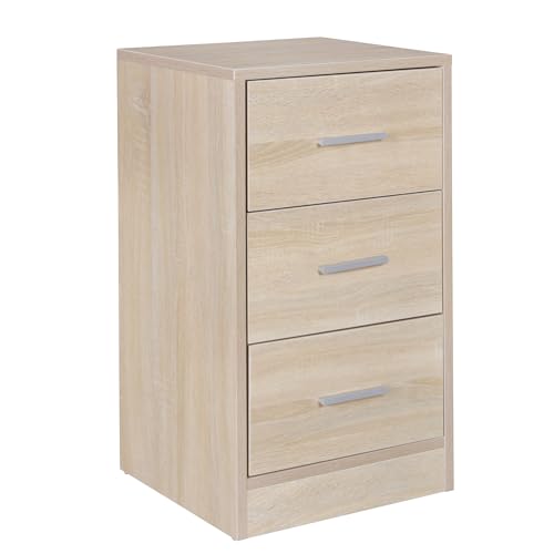 FineBuy Nachtkonsole Boxspringbett FOGGIA mit 3 Schubladen in Holz Modern, B x H x T: 37,5 x 68 x 35 cm, Design Nachtkästchen, Nako - Nachttisch Kommode, Nachtschrank