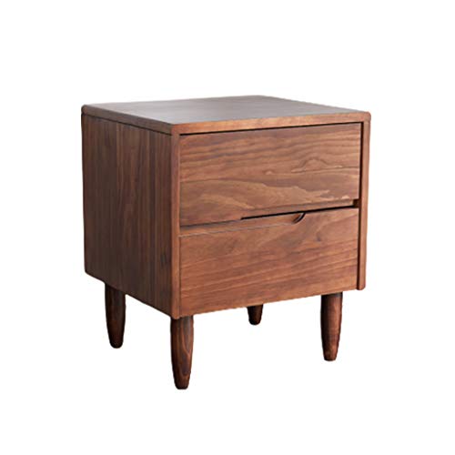 EVEN Klassischer Nachttisch aus Holz, Couchtisch mit Zwei Schubladen - Nussbaum, multifunktionales Schlafzimmerschließfach, moderner minimalistischer Beistelltisch
