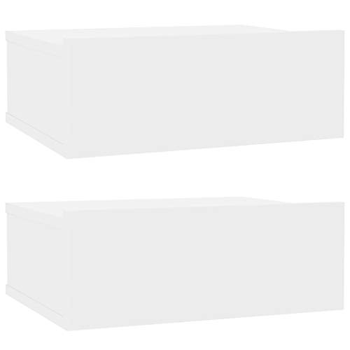 pedkit 2 STK. Hängende Nachttische mit Schublade Boxspringbett Beistelltisch Nachtkommode Nachtschrank Nachtkonsole Sofatische Hochglanz-Weiß 40 x 30 x 15 cm Spanplatte