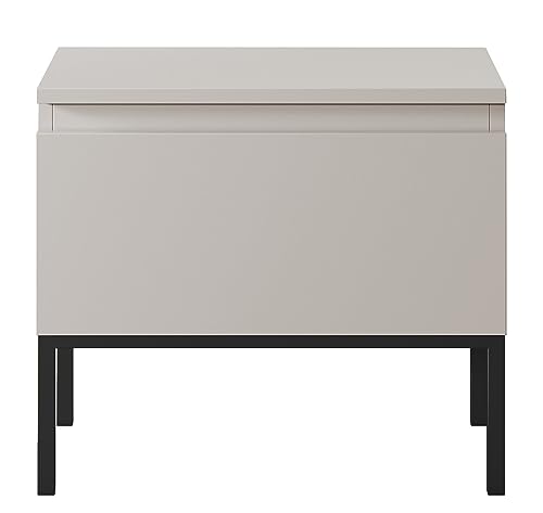 Selsey Nachttisch Beistellschrank Beistelltisch Nachtschrank Mit Schublade Beige Schwarze Beine Bemmi