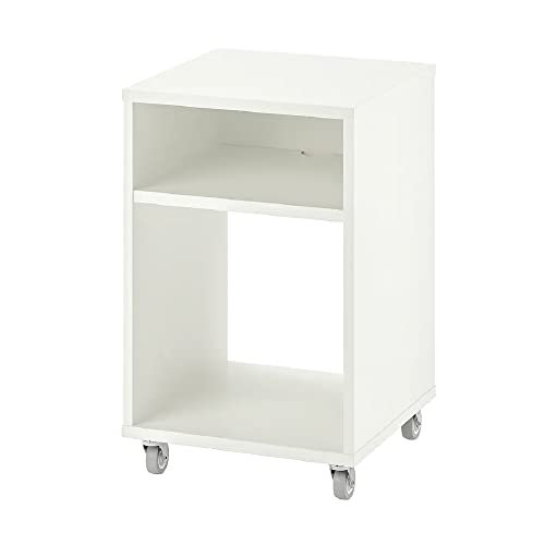 I-K-E-A Nachttisch Schrank schlichtes Design Beistelltisch mit leichtgängiger Lenkrolle, weiß, 37 x 37 cm Nachttisch