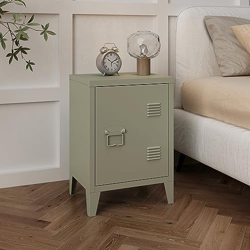 [en.casa] Nachttisch Inari Nachtschrank Kamelfarben Nachtkästchen mit Einer Schranktür Sofatisch Türgriff Links Metall Nachtkommode 57 x 40 x 30 cm Büroschrank