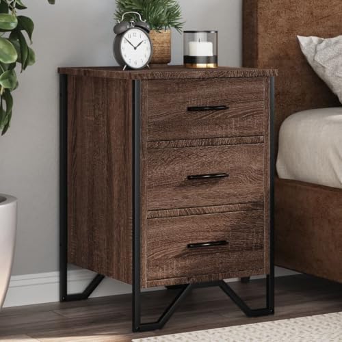 Xichuzi Nachttisch Braun Eichen-Optik 40x41x60 cm Holzwerkstoff, Nachtschrank, Nachtkästchen, Bedside Table, Nachtkommode, Nightstand, Nachttischschrank, Nachtkonsole - 848528