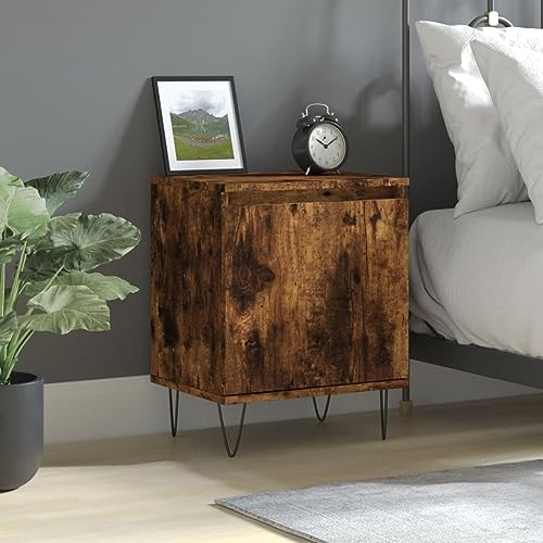 puraday Nachttisch Räuchereiche 40x30x50 cm Holzwerkstoff Nachttisch Holz Zimmer Möbel Schlafzimmer Möbel Nachttisch Schmal Nachttisch Modern Industrial Möbel Nachtschrank Nightstand