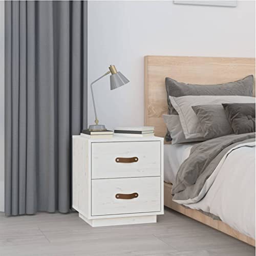 puraday Nachttisch 40x34x45 cm Massivholz Kiefer Kommode Schubladen Nachttisch Holz Nachttisch Modern Industrial Möbel Nightstand Nachtkommode Komodenschrank Kommode Industrial Weiß