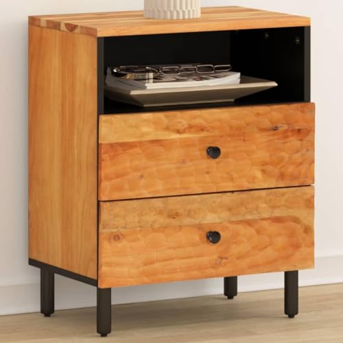 Xichuzi Nachttisch 50x33x60 cm Massivholz Akazie, Nachtschrank, Nachtkästchen, Bedside Table, Nachtkommode, Nightstand, Nachttischschrank, Nachtkonsole - 356865