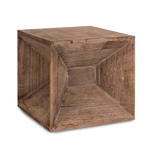 Homestyle4u 1772, Hocker Beistelltisch Holz Sitzwürfel Sitzhocker Würfel Cube Nachttisch Braun Grau Vintage