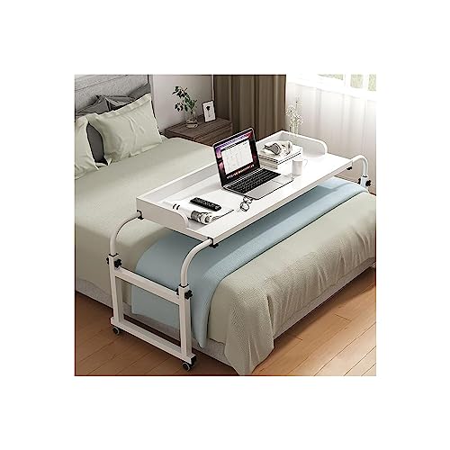 KJHYYPP Nachttisch, Rollbarer Computertisch, King-Size-Nachttisch mit Rollen, Laptoptisch, für Schlafzimmer, Wohnzimmer, Krankenhaus, Weiß (White)