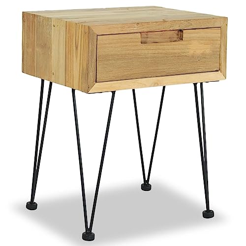 HETFTJN Nachttisch, Kleiner Tisch Sideboard Rollcontainer Balkontisch Geeignet für Büro Wohnzimmer Schlafzimmer Eingangsbereich 40 x 30 x 50 cm Teak Massiv