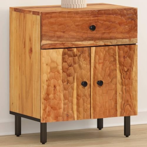 Xichuzi Nachttisch 50x33x60 cm Massivholz Akazie, Nachtschrank, Nachtkästchen, Bedside Table, Nachtkommode, Nightstand, Nachttischschrank, Nachtkonsole - 356866