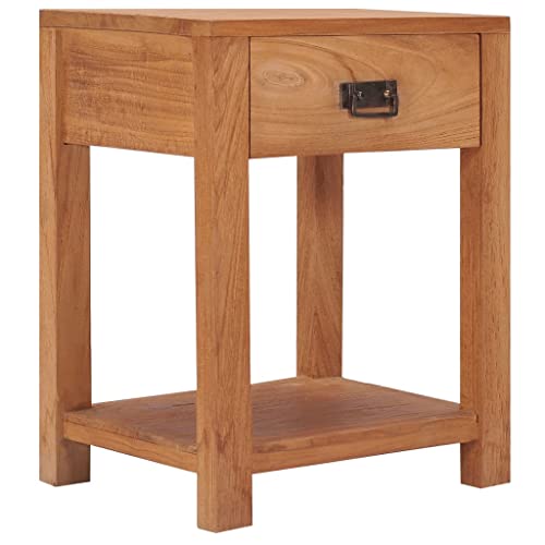 vidaXL Teak Massiv Nachttisch mit 1 Schublade 1 Regal Nachtschrank Nachtkonsole Nachtkommode Schlafzimmer Schrank Kommode 35x35x50cm