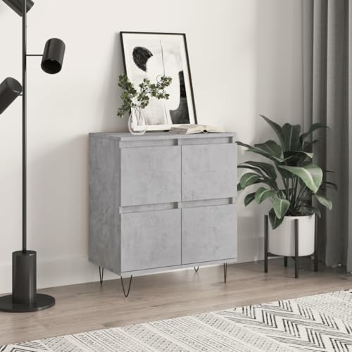 Homgoday Sideboard grau Beton 60 x 35 x 70 cm aus mehrschichtigem Holz, Nachttische für Schlafzimmer, Nachttisch für Schlafzimmer, Nachttisch, Sideboard für Schlafzimmer, Bodenschrank STYLE831216