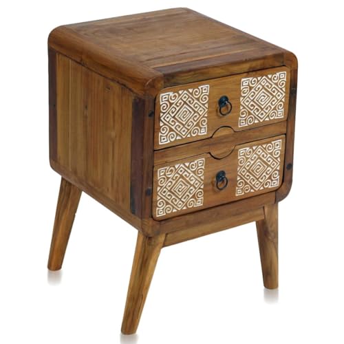 Oriental Galerie Schrank Shabby Chic Nachttisch Kommode Telefonschrank Holz Natur Weiß 60 cm