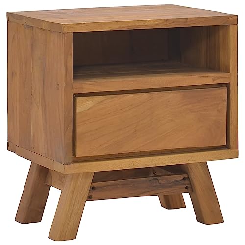 OHOOWOO Nachttisch 40x30x45 cm Teak Massivholz,Skandinavische r Nachttisch aus Teakholz: Praktisch und stilvoll für Ihr Schlafzimmer