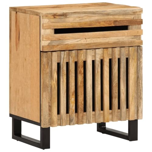 Xichuzi Nachttisch 50x34x60 cm Raues Massives Mangoholz, Nachtschrank, Nachtkästchen, Bedside Table, Nachtkommode, Nightstand, Nachttischschrank, Nachtkonsole - 377476