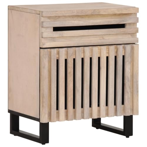 Xichuzi Nachttisch Weiß 50x34x60 cm Massivholz Mango, Nachtschrank, Nachtkästchen, Bedside Table, Nachtkommode, Nightstand, Nachttischschrank, Nachtkonsole - 377479