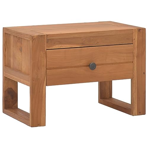 Rantry Nachttisch Nachtschrank Sofatisch Beistelltisch Nachtkommode Nachtkonsole Beistelltisch für Schlafzimmer Wohnzimmer Bett 50x30x35 cm Teak Massivholz