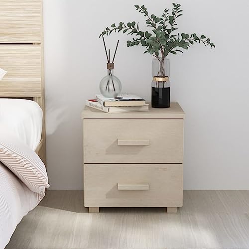 puraday Nachttisch HAMAR Honigbraun 40x35x44,5 cm Massivholz Kiefer Schlafzimmer Möbel Nightstand Komodenschrank Nachtschrank Kommode Industrial Kommode Schubladen Nachttisch Holz Nachttisch Modern