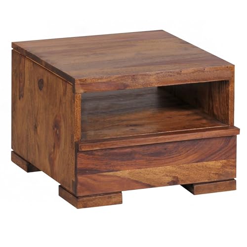 FineBuy Nachttisch Massivholz Nachtkommode 30 cm 1 Schublade Ablage Nachtschrank Landhausstil Echtholz Farbe wählbar