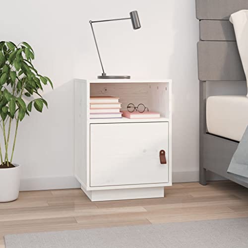 puraday Nachttisch Weiß 40x34x55 cm Massivholz Kiefer Nachtschrank Nightstand Nachttisch Holz Nachttisch Modern Zimmer Möbel Schlafzimmer Möbel Industrial Möbel Nachttisch Schmal