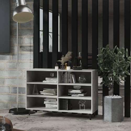 Homgoday Sideboard grau Beton 103,5 x 35 x 70 cm aus mehrschichtigem Holz, Nachttische für Schlafzimmer, Nachttisch für Schlafzimmer, Nachttisch, Sideboard, Bodenschrank STYLE806044