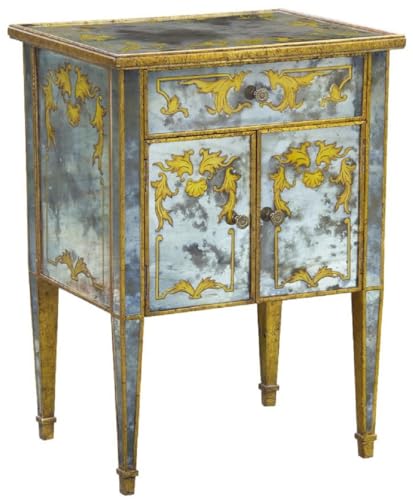 Casa Padrino Luxus Barock Kommode Antik Gold/Gold 52 x 41 x H. 71 cm - Verspiegelter Mahagoni Nachttisch - Nachtkommode - Barock Möbel