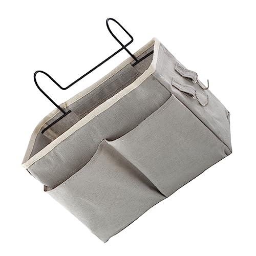 HOMOCONO Bedside Hanging Storage Organizer Multifunktionale Betttasche für Nachttisch Aufbewahrungstasche mit Fächern für Bücher Fernbedienungen und Kleinigkeiten Hellgrau für Zuhause und Kinderzimmer